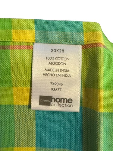 (2) Bright Green & Plaid Kitchen Or Bar Tea Towels Set 100% Cotton 28” X 20” - Picture 2 of 4