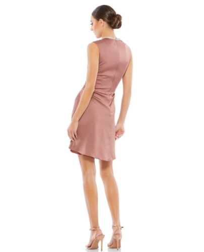 Vestido drapeado cuello cuentas Ieena for Mac Duggal 556971 ¡NUEVO CON ETIQUETAS! Talla 12 malva - Imagen 4 de 24