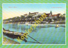 Pirna AK Elbe Dampfer "Aussig" Schloß Sonnenstein Repro alte Litho 20er Jahre