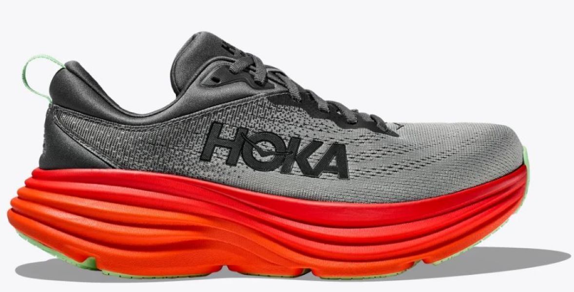 Zapatos Hoka One One Bondi 8 para hombre gris/rojo Castlerock Flame 1123202-CFLM TALLAS