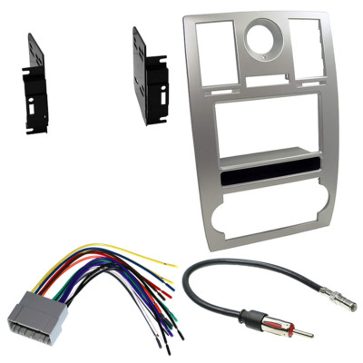 Silver Double DIN Car Stereo Installation Dash Kit for 2005-07 Chrysler 300 New