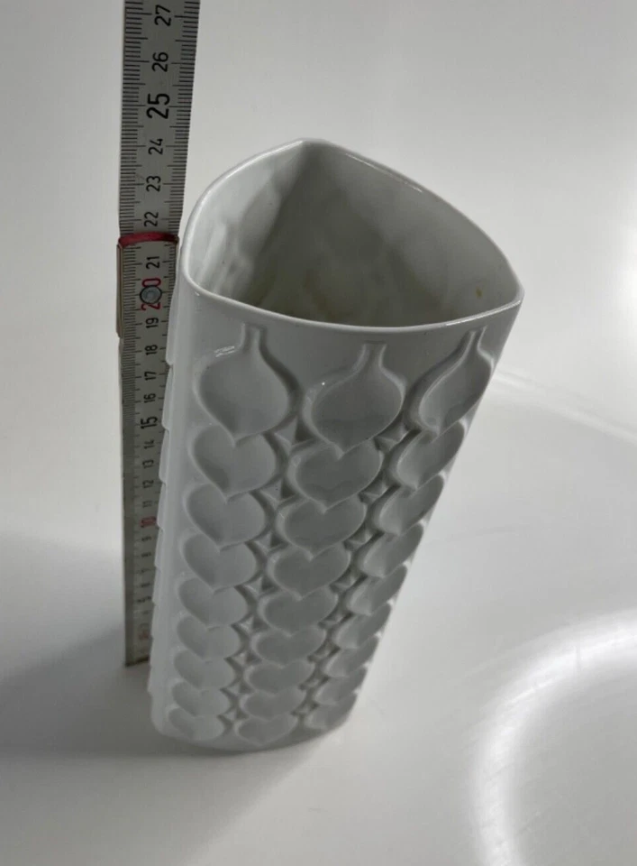 Kaiser Porzellan Blumen Vase weiß ca. 23cm Blätter - Bild 3 von 4