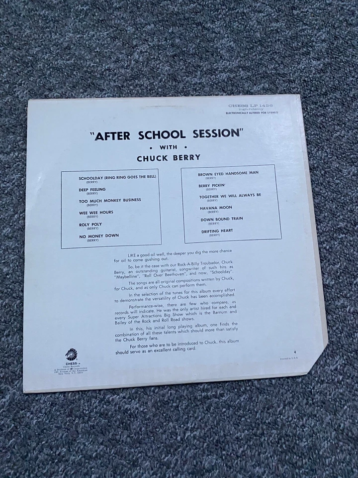 CHUCK BERRY - AFTER SCHOOL SESSION 1972 U.S. Press Chess LPS 1426 LP* VG++/VG+* - Image 2 of 4
