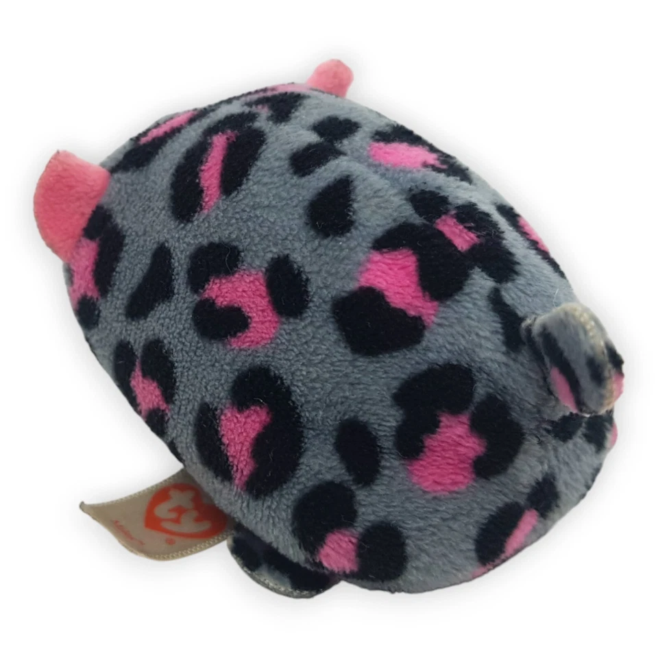 TY Miles 2016 Beanie Baby 10 cm Grau Rosa Schwarz Glubschi Granulatfüllung Tier - Bild 3 von 4