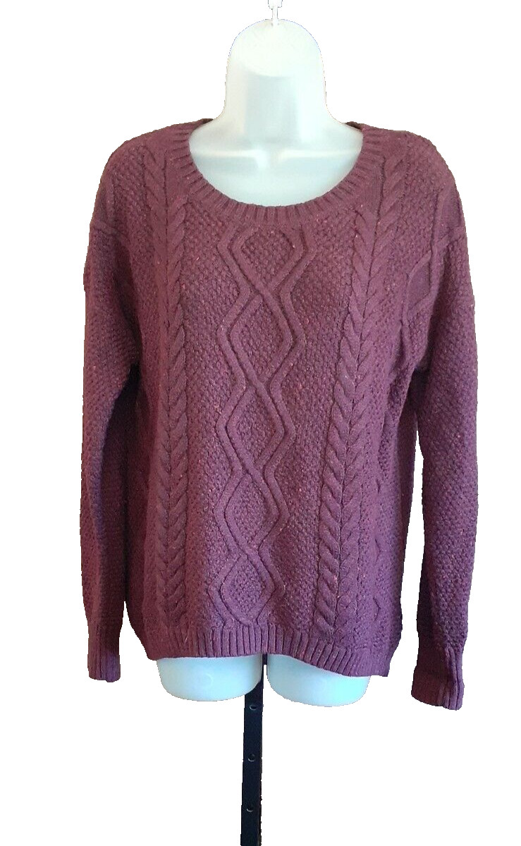 Old Navy Women's Crew Neck Cable Knit Long Sleeve Deep Purple