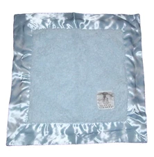 TAG! Little Giraffe Blue Chenille Baby Blanket Satin Trim Mini Travel 15.5"