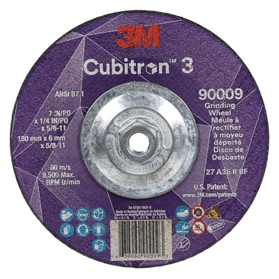3M Cubitron 3 90009 Depressed Center Grinding Wheel 7''x1/4''x5/8-11, 36+ Grit