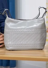 Patricia Nash WINNETT  Vintage Distressed Leather Hobo Bag-GREY -nwt