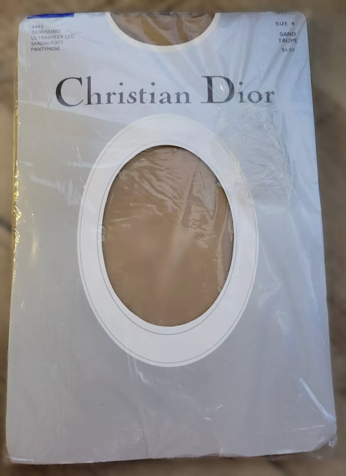 Collant vintage Christian Dior taille 4 ultra transparent Diorissimo sandale pied   sable