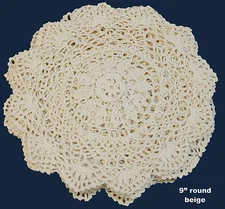 Creative Linens 6PCS 9" Round Cotton Crochet Lace Handmade Doily Beige or White