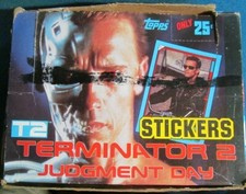 Original ARNOLD SCHWARZENEGGER Terminator 2:Judgement Day Stickers Box 48 Packs