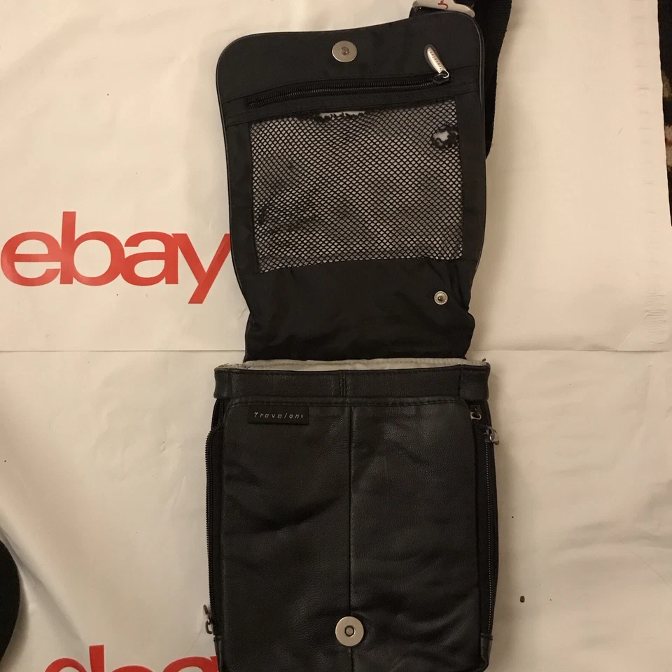 Travelon Crossbody Leather Travel Bag Shoulder Sling Waist Fanny Pack Foto 2 de 4