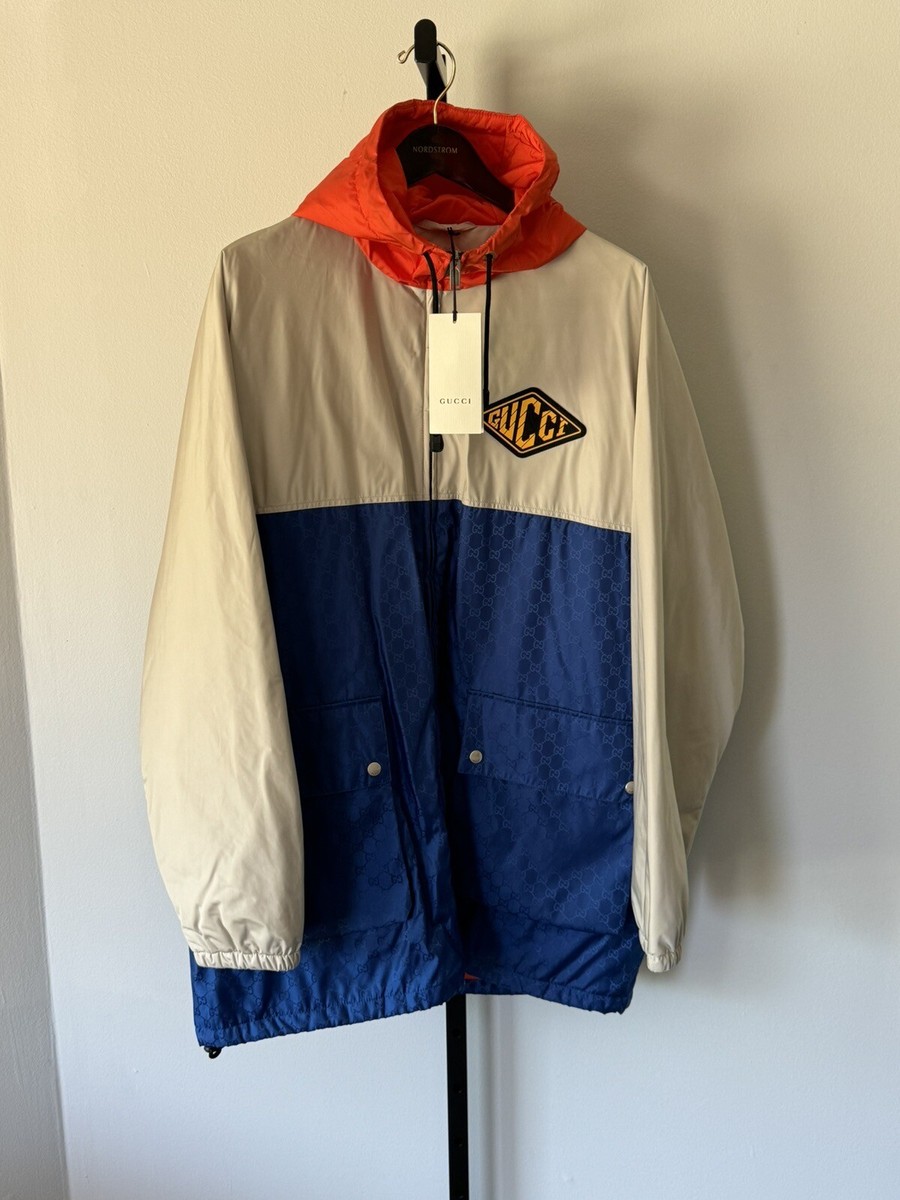 FLASH SALE Gucci Mens Blue Orange Beige Monogram Jacket Size IT50