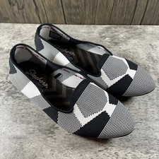 Skechers Women's Cleo Sherlock Black/White Slip On Flats 44731 Size 7