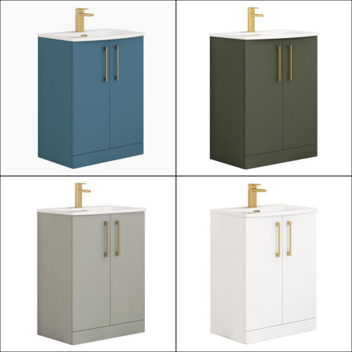 Floor Standing Vanity Unit Basin 2 Door Gold Handle Multicolour 500/600/800mm