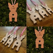 Yorkshire Terrier Dog Bauble Ornament Personalised Chrsitmas Tree Decoration