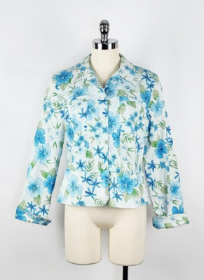 Lemon Grass Multicolor Floral Print Long Sleeve Jacket Women's Size Large