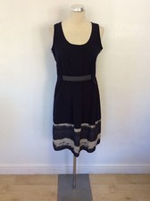 SIMPLY VERA BY VERA WANG DARK BLUE & GREY TRIM OCCASION DRESS SIZE 2 UK 6