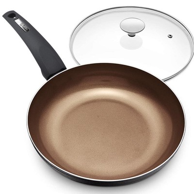 NutriChef 8in NonStick Frying Pan-Reinforced Forged Aluminum Metal NCCW12S