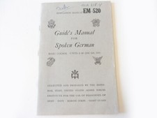 U.S. Esercito 1945 datato Manuale Educazione EM 520 "Manuale Guida per Tedesco Parlato"