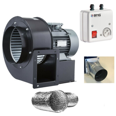 Radialventilator REGLER + FLANSCH + FLEXROHR Luftabsaugung Zentrifugal Gebläse