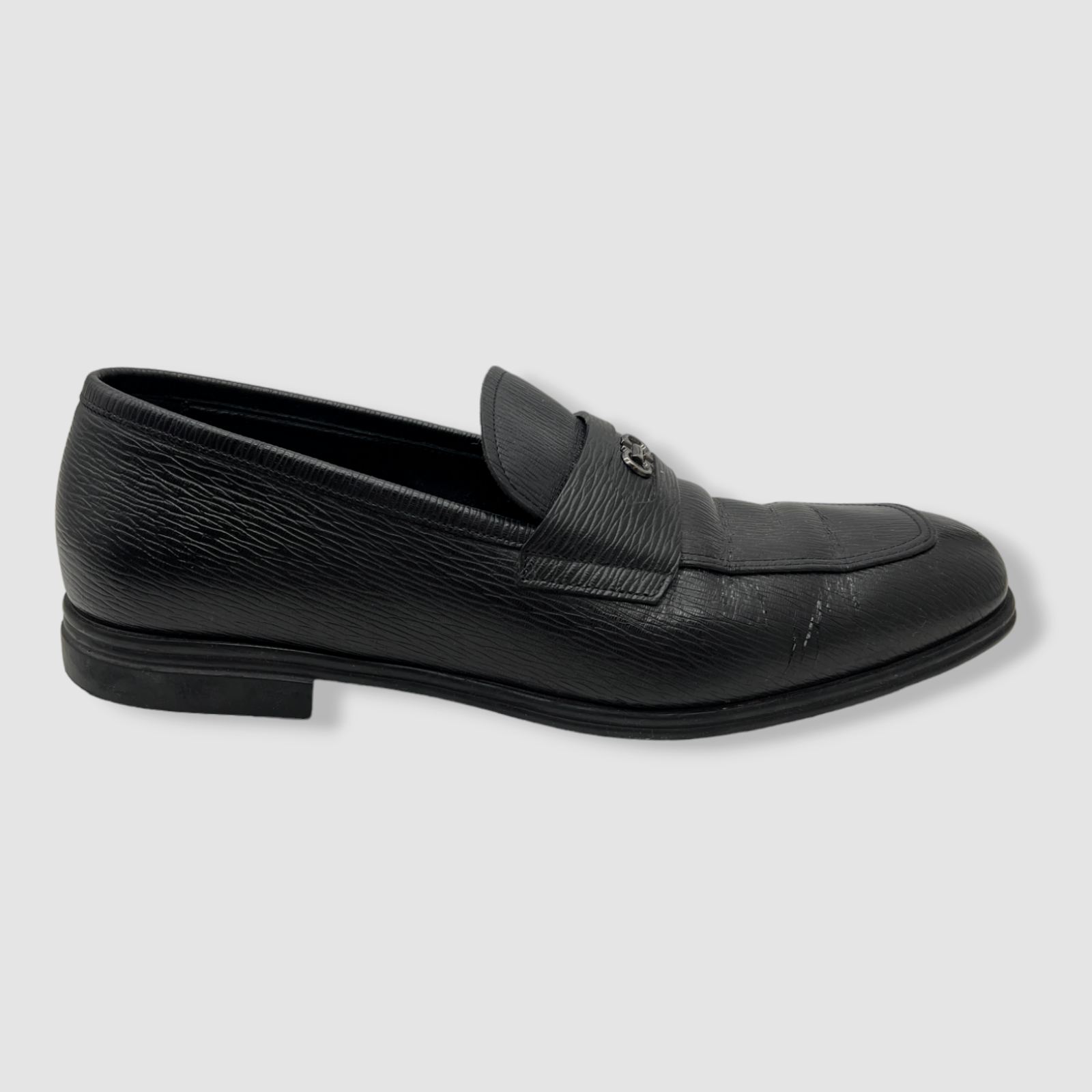 $795 Salvatore Ferragamo Men's Black Martin Gancini Leather Loafer Shoes Size 9