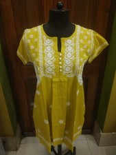 CROCHET BUTTON L 42 100 COTTON HANDMADE ETHNIC TOP KURTA KURTI CHIKAN EMBROIDERY