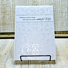 Designer Greetings Passover Card For Wife White Gold Ornate Embossed With Love