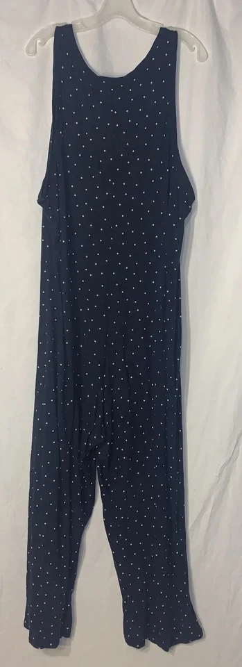 Pantalones para dormir para mujer Old Navy sin mangas azul marino y blanco a lunares 2X Foto 2 de 4