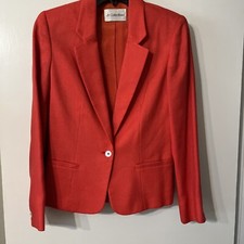 Vintage JH Collectibles Red 2 Pc Skirt Suit Womens Sz 8 Made in USA Lined Blend