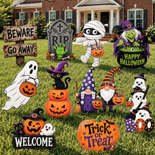 Halloween Decorations Outdoor Large Cute Pumpkin Ghost Yard Sign with Stake
