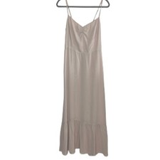 Reformation Emersyn Maxi Dress Champagne Nude Strappy Smocked Ruffle Hem Size 10