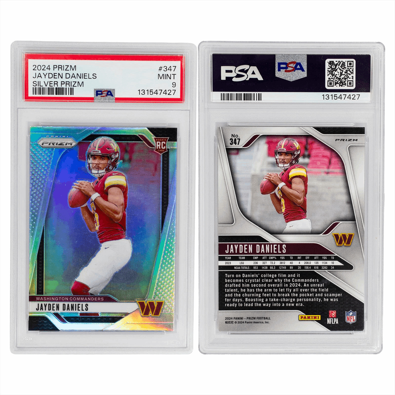 2024 Prizm Jayden Daniels Silver Prizm #347 PSA MINT 9 view 3