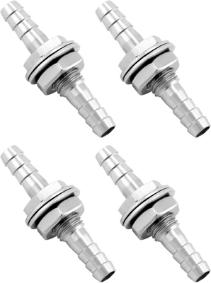 #ad 304 Stainless Steel Bulkhead Union 1 4 Hose Barb Thru Wall 4 Pack $13.90