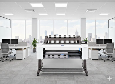 HP DesignJet T1600PS Dual Roll 36'' Wide Large Format CAD PDF Plotter Top Stacker