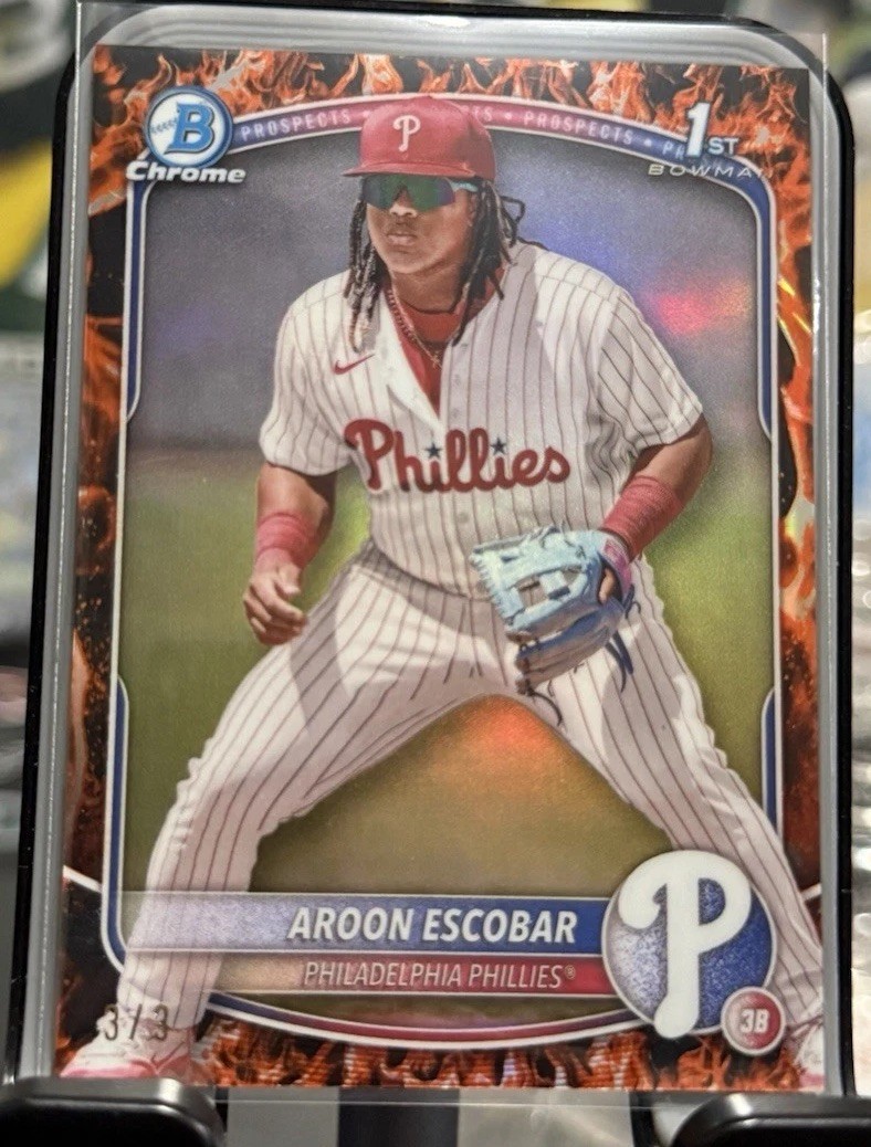 Aroon Escobar 2025 Bowman Chrome 🔥 Firefractor 1st 🔥 /3 Philadelphia Phillies