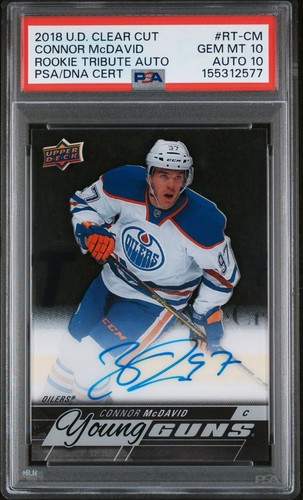 2018 UD Connor McDavid Clear Cut Young Guns Rookie Tribute Auto PSA 10 Pop 4