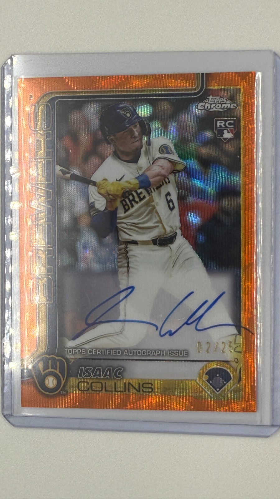 2025 Topps Chrome Isaac Collins Rookie Auto Orange /25 (RC,AU)