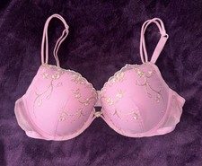 Vintage Victoria's Secret ANGELS Push Up Purple/Pink Lace Mesh Bra 36C RARE