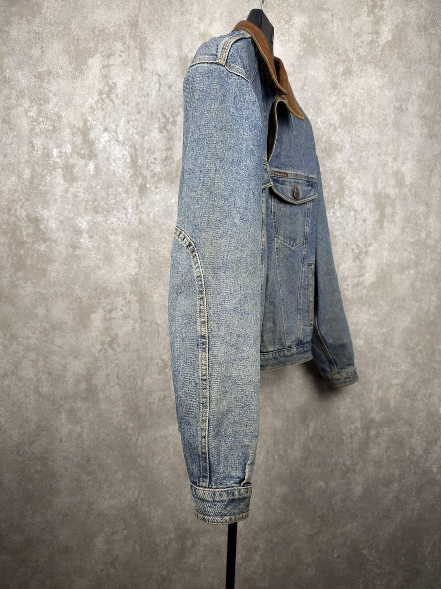 Vintage Marlboro Classics Denim Jacket XL Leather Collar Made in