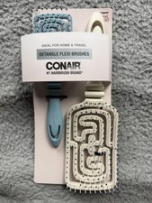 Conair Detangle Flexi Head Brushes 2 Pack Full Size  Mid Size Home Travel Hair