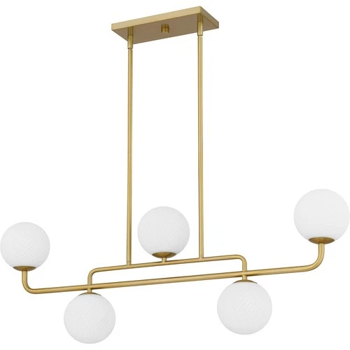 Brushed Gold Five Light Linear Chandelier from the Regis Collection - Picture 2 of 7