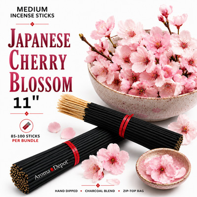 Incense Sticks 11'' Japanese Cherry Blossom Bulk Hand Dipped Charcoal Wholesale