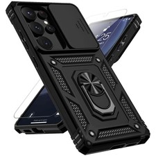 Samsung Galaxy S25 Ultra Case with Slide Camera Cover  Kickstand, Black