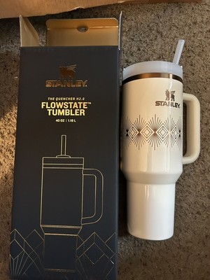 Stanley Authentic 40oz Tumbler H2.0 Flowstate Deco Collection Cream & Gold NIB