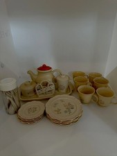 90's Chilton Pfaltzgraff Rose Child Play Tea Set 41 Pieces with Musical Teapot