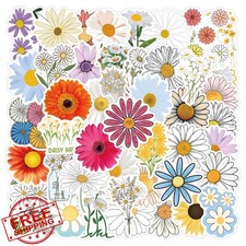 55pc Aesthetic Daisy Stickers, Waterproof Vinyl for Laptops, Bottles