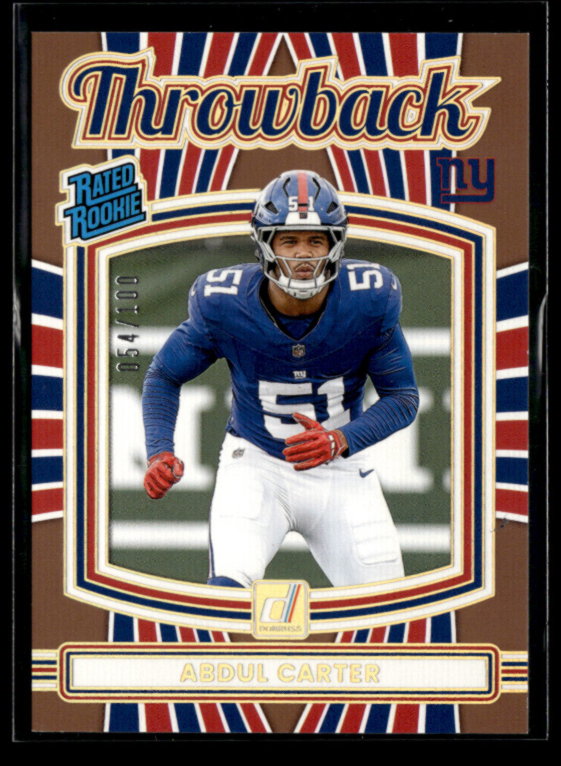 Abdul Carter 2025 Donruss Studio Series 054/100 Rated Rookie Throwback [xdD94