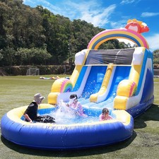 24x11x12ft PVC Commercial Inflatable Double Water Slide Bounce House with Blower