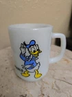 Vintage 1970 Anchor Hocking Disney Donald Duck Milk Glass Mug USA Walt Disney